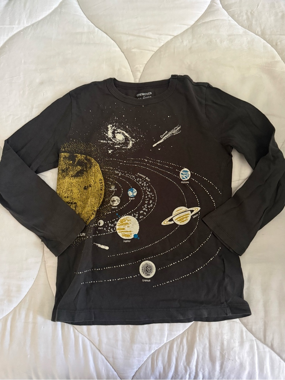 Crewcuts Black Solar System Graphic Long-Sleeve Tee with Yellow Accents